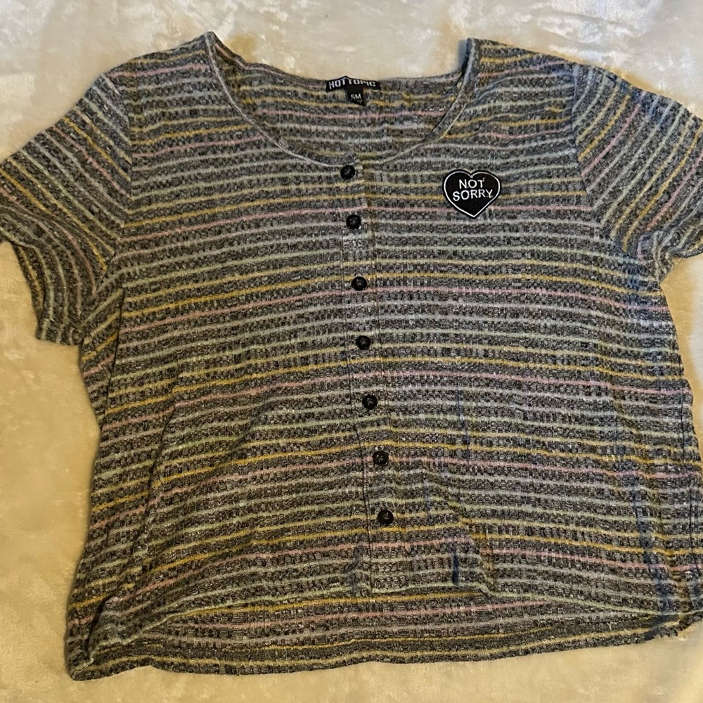 Hot Topic Multicolor Striped Button-Up Top